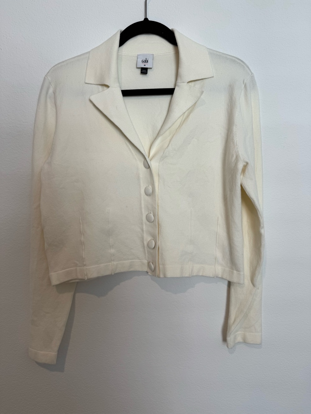 Cabi Wednesday Cardigan Lightweight Cropped Ivory Knit Top